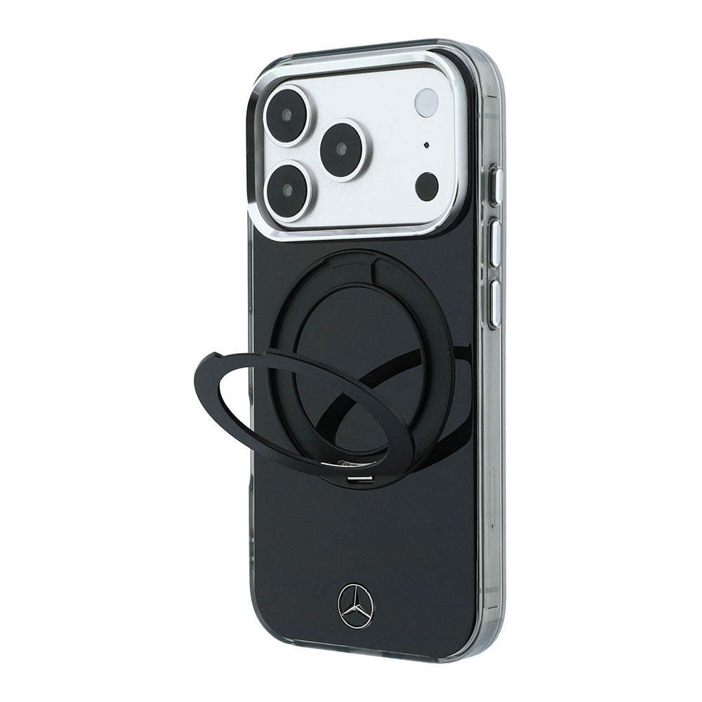 Apple iPhone 18 Pro Max Kılıf Mercedes Benz Orjinal Lisanslı M-safe Şarj Özellikli 360 Derece Dönebilen Standlı Metal Logolu Sert PC Kapak