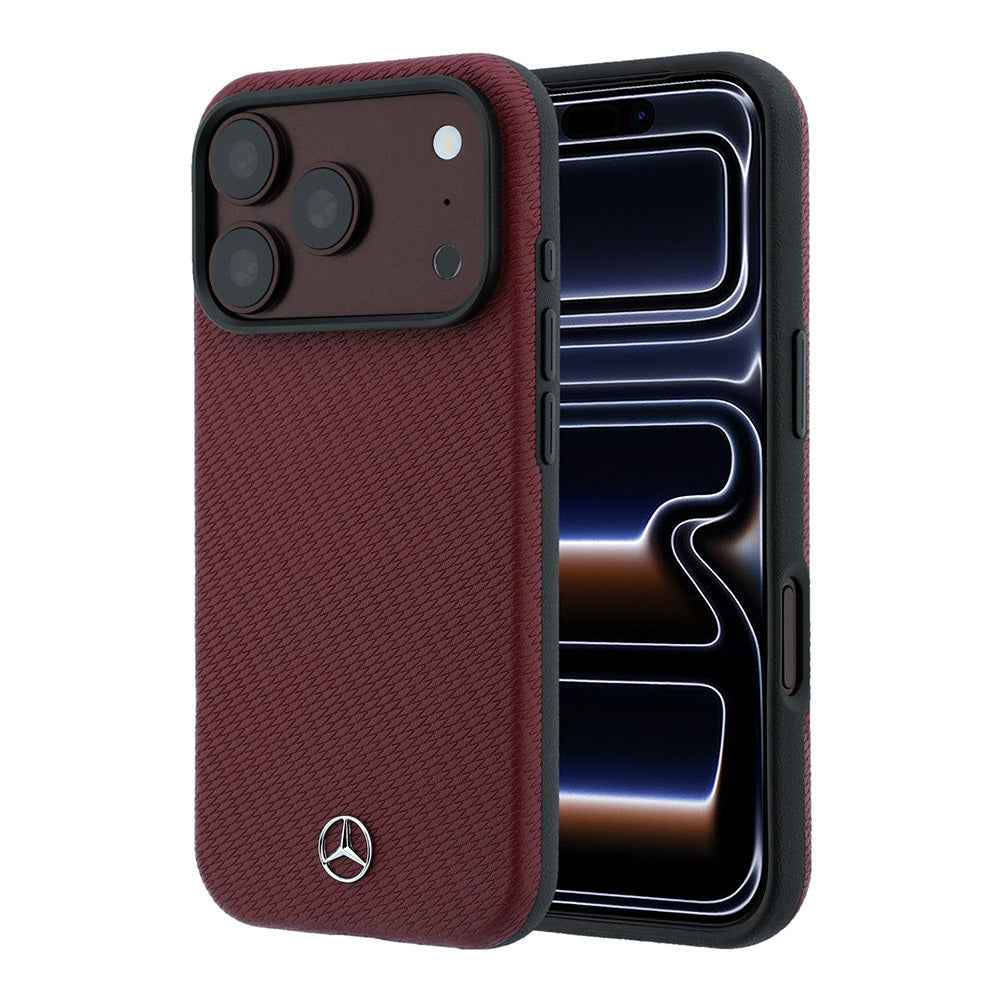 Apple iPhone 18 Pro Max Kılıf Mercedes Benz Orjinal Lisanslı M-safe Şarj Özellikli 3D Metal Logolu Wrap Wood Deri Kapak