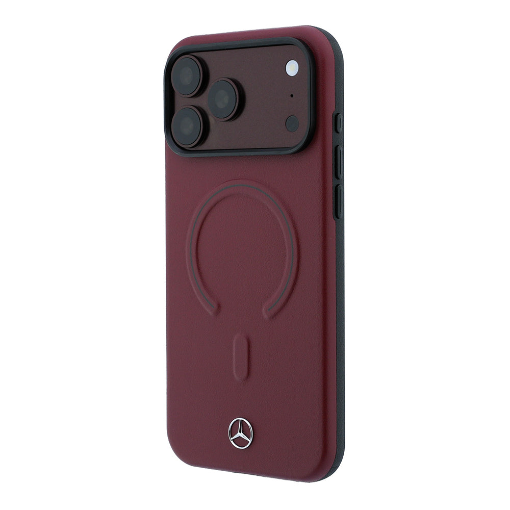 Apple iPhone 18 Pro Max Kılıf Mercedes Benz Orjinal Lisanslı M-safe Şarj Özellikli Metal Yıldız Logolu Kabartmalı Deri Kapak