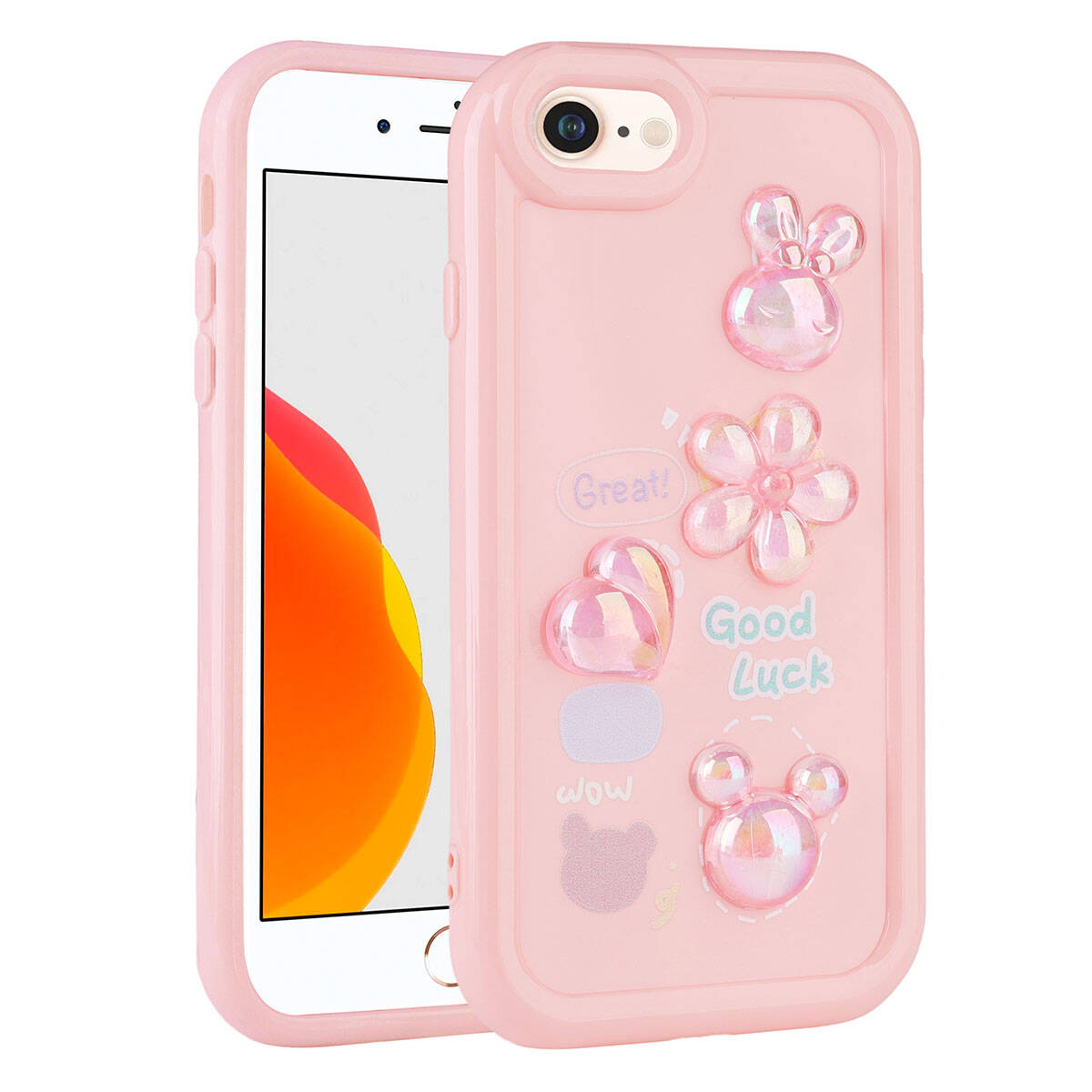 Apple iPhone 7 Kılıf Kabartma Figürlü Parlak Zore Toys Silikon Kapak