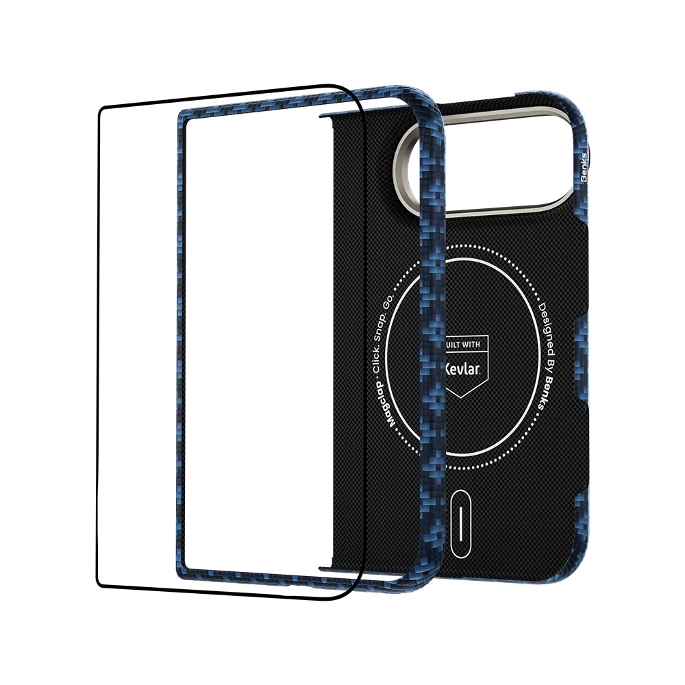 Apple iPhone Duo Benks ArmorAir ArmorGrid Grand Combo Üçlü Aksesuar Seti (Ön Arka Kevlar Karbon Kapak + Ekran Koruyucu)