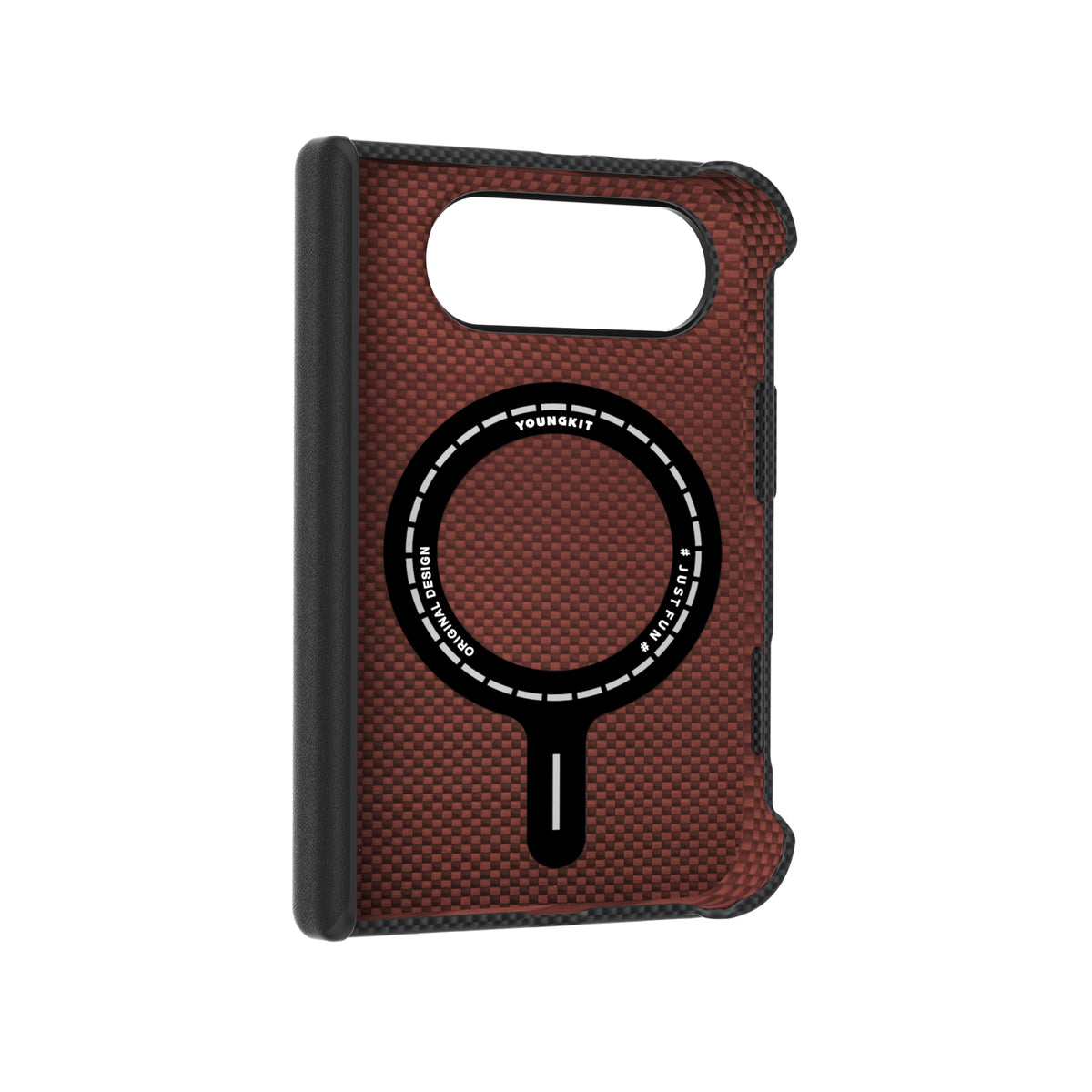 Apple iPhone Duo Kılıf M-safe Şarj Özellikli Aramid Fiber Youngkit 1500D Extreme Wing Titanyum-Gold Serisi Kapak