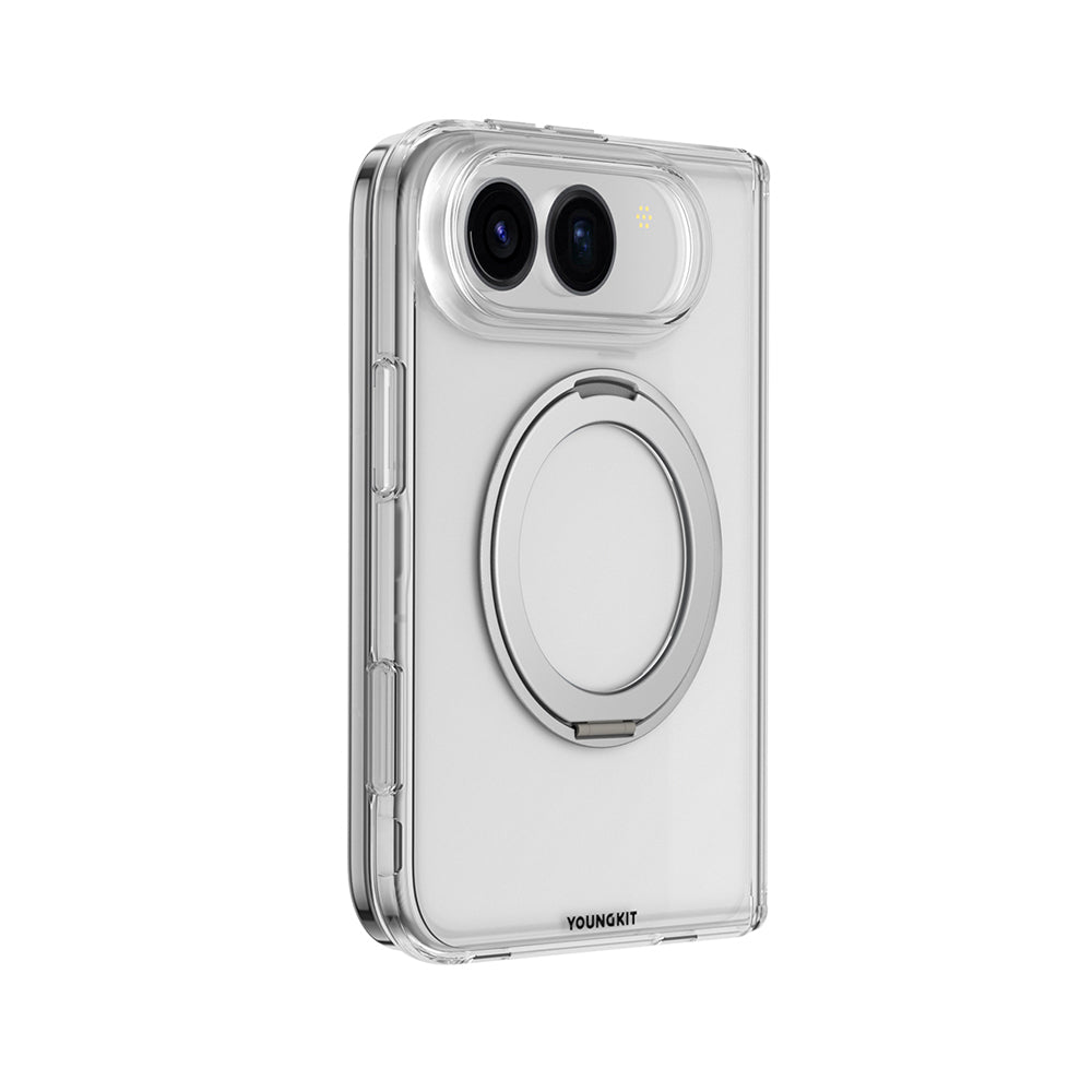 Apple iPhone Duo Kılıf M-safe Şarj Özellikli Youngkit Clear Serisi Standlı Kapak