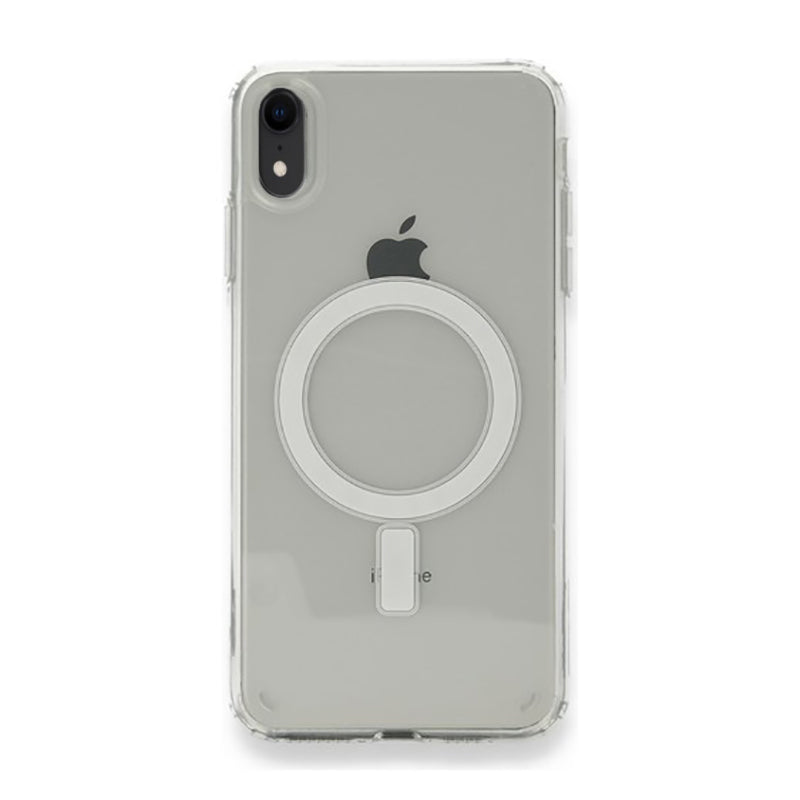 Apple iPhone XR 6.1 Kılıf M-safe Şarj Özellikli Şeffaf Sert PC Zore Embos Kapak