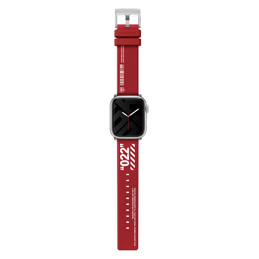 Apple Watch 44mm SkinArma Taihi Sora Yazı Desenli Deri Görünümlü Silikon Kordon