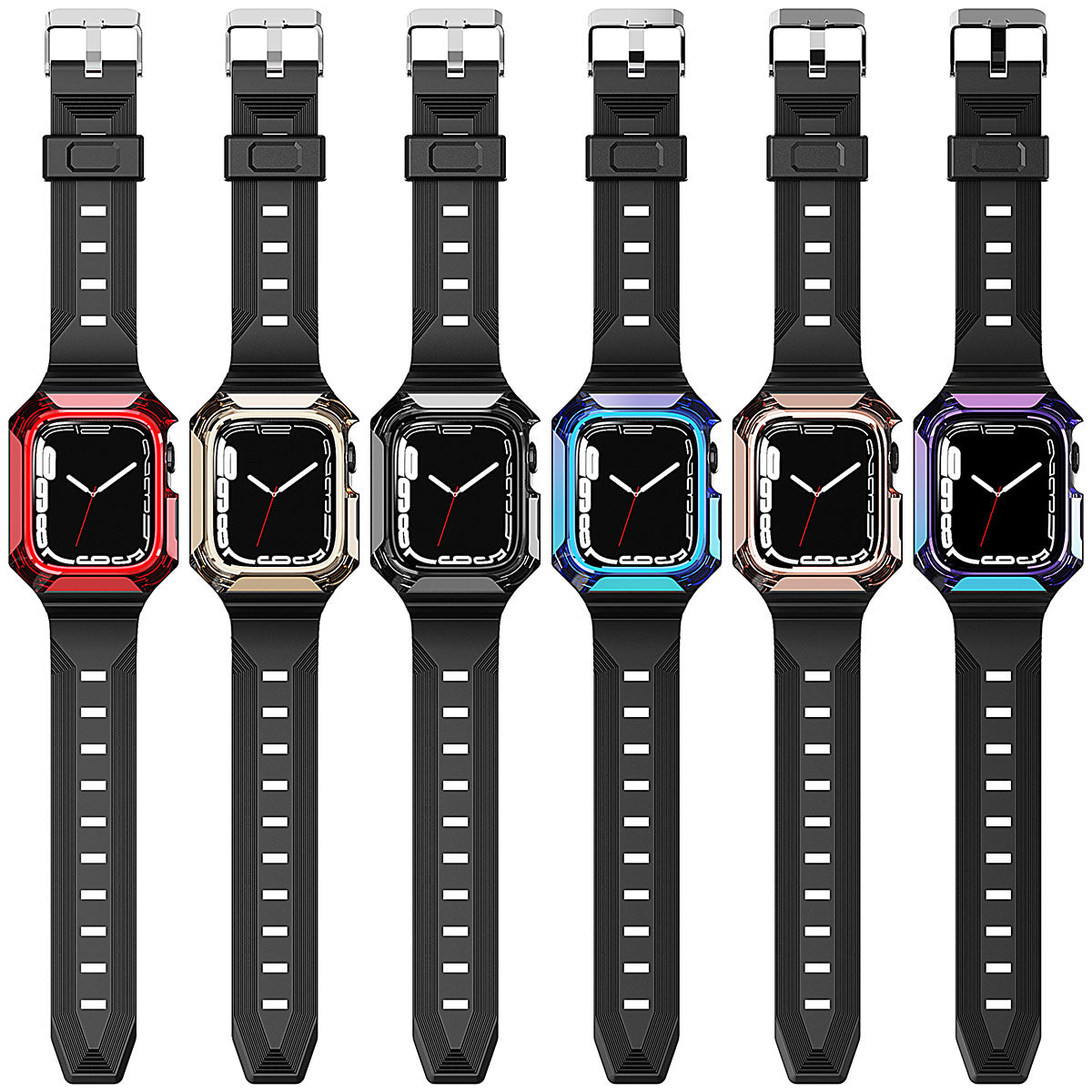 Apple Watch 44mm Zore KRD-88 Sert PC Kasa Koruyuculu Silikon Kordon