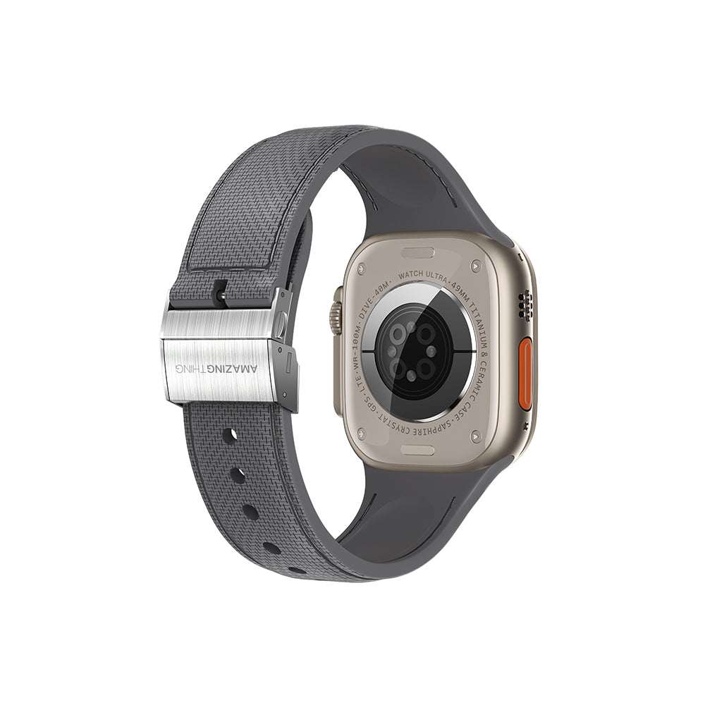 Apple Watch 7 41mm Amazingthing Titan Swift Deri Dokulu Silikon Kordon