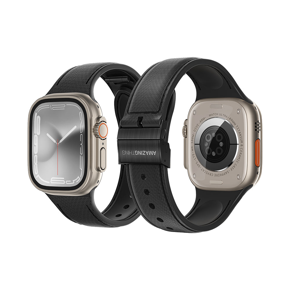 Apple Watch 7 41mm Amazingthing Titan Swift Deri Dokulu Silikon Kordon