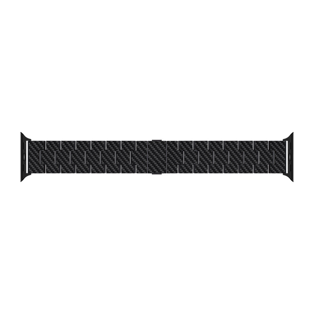 Apple Watch Serisi Uyumlu Karbon Fiber Pitaka Retro Serisi Black-Grey Twill Universal Kordon