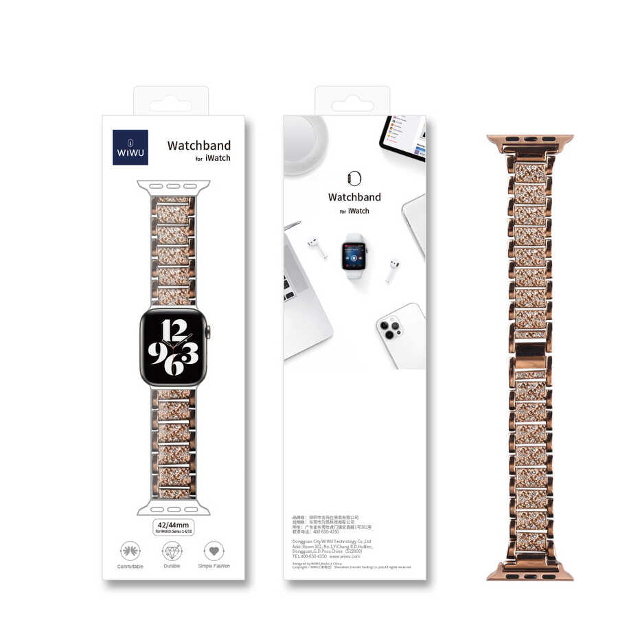 Apple Watch Ultra 49mm Kordon Wiwu Three Beads Set Auger Metal Strap Kayış