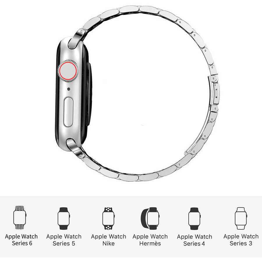 Apple Watch Ultra 49mm Kordon Wiwu Ultra Thin Steel Belt Three Beads Metal Strap Kayış