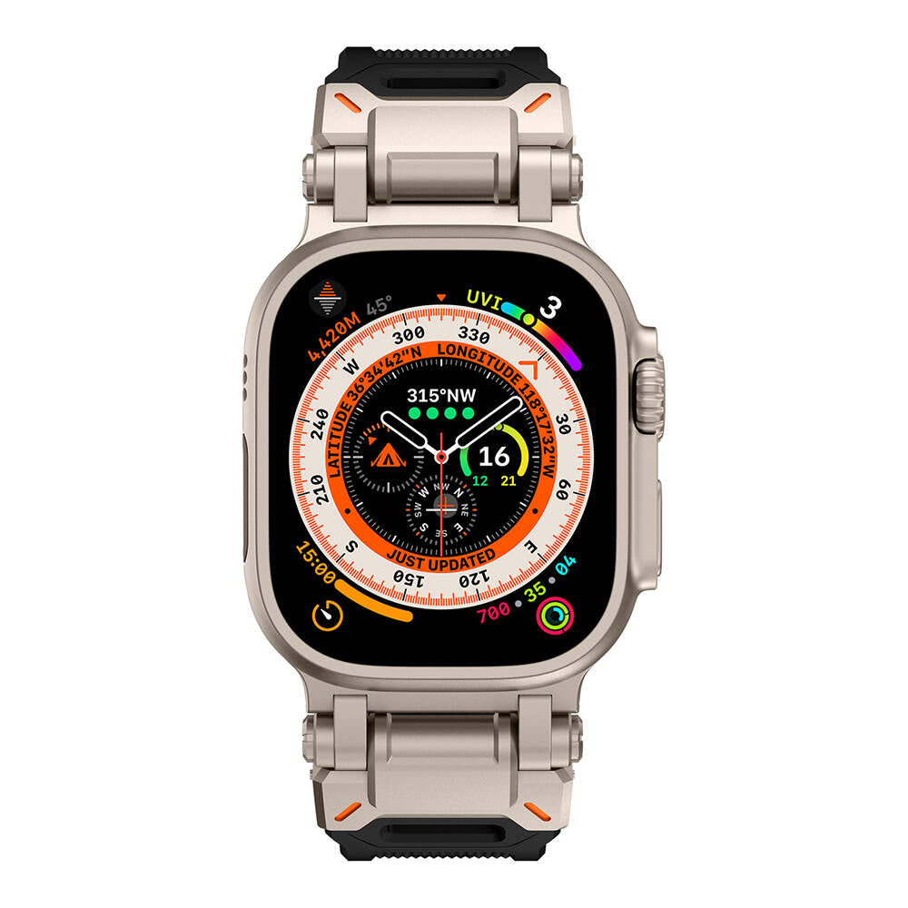 Apple Watch Ultra 49mm Zore KRD-101 Titanyum Metal Başlıklı Silikon Kordon
