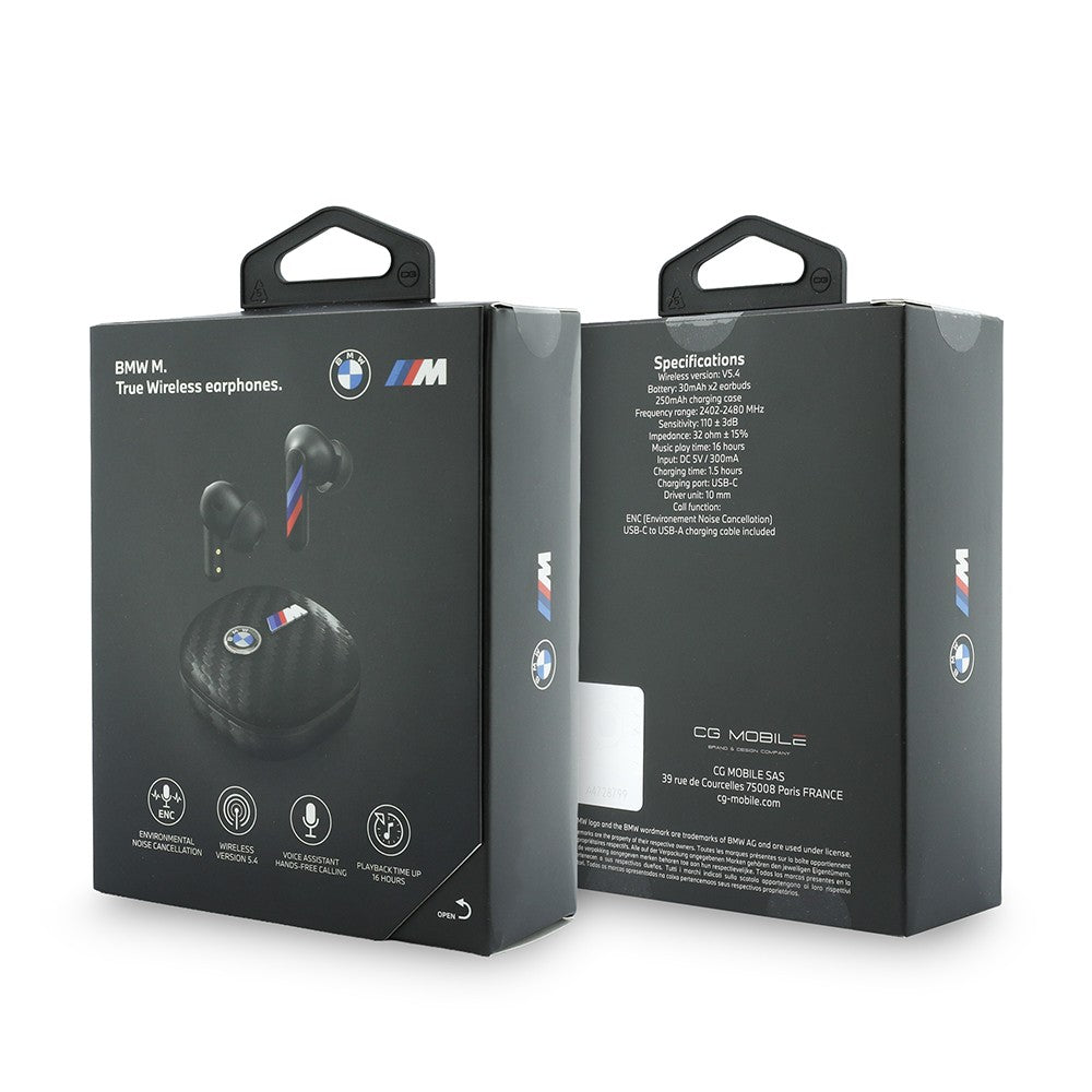 BMW Orjinal Lisanslı ENC Teknolojili PU Karbon Tasarımlı Kulakiçi TWS Bluetooth Kulaklık M Edition Metal Logolu v5.4