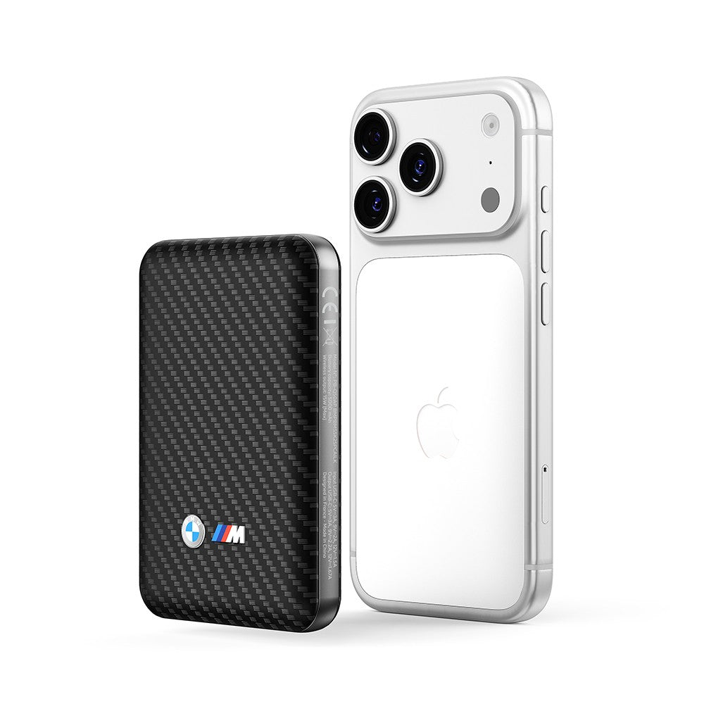 BMW Orjinal Lisanslı PU Karbon Tasarımlı Led Işık Göstergeli Magnetik Powerbank 5000mAh
