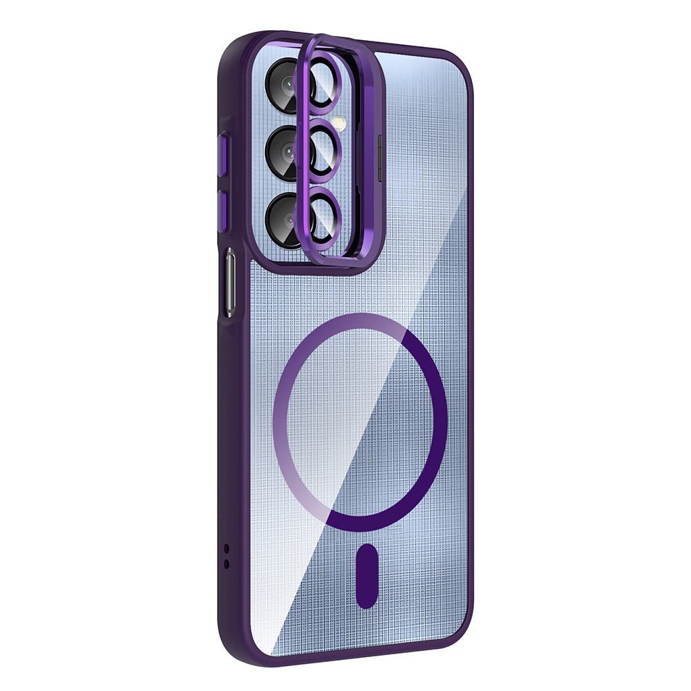 Galaxy A16 Kılıf Standlı ve Kamera Lens Hediyeli M-Safe Şarj Özellikli Zore Etro Kapak