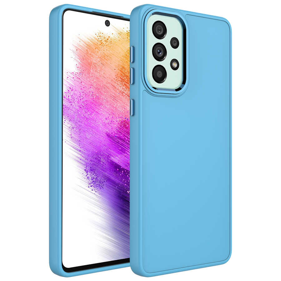 Galaxy A53 5G Kılıf Metal Çerçeve ve Buton Tasarımlı Silikon Zore Luna Kapak