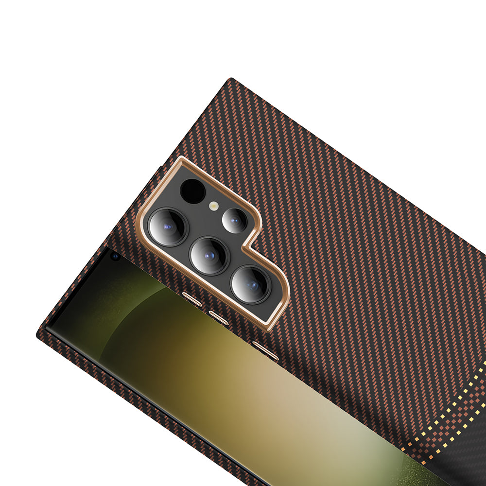 Galaxy S23 Ultra Kılıf M-safe Şarj Özellikli Karbon Fiber Görünümlü Zore Gros Kapak