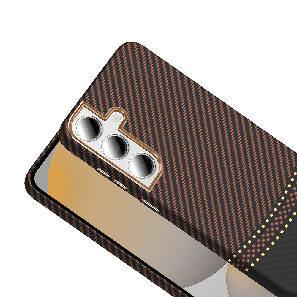 Galaxy S24 FE Kılıf M-safe Şarj Özellikli Karbon Fiber Görünümlü Zore Gros Kapak