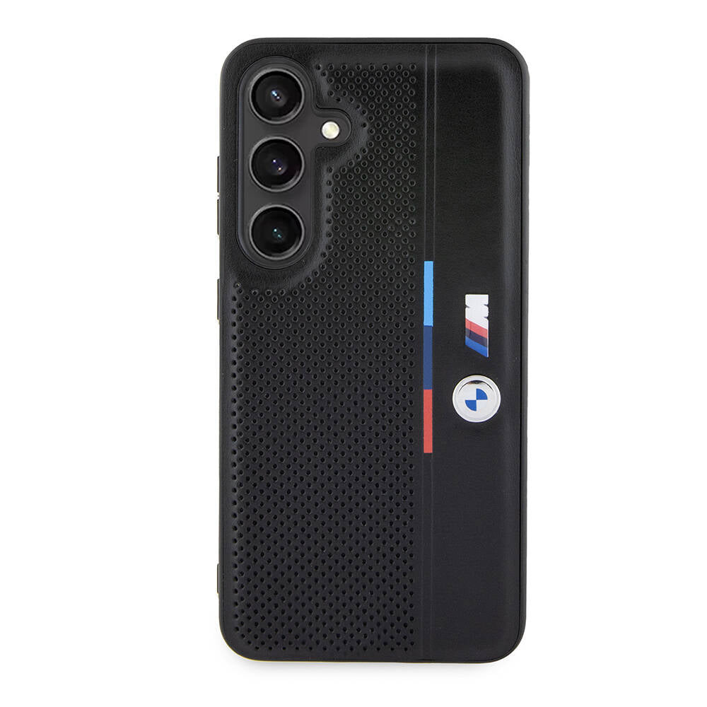 Galaxy S24 Kılıf BMW Orjinal Lisanslı M Logolu Üç Renk Çizgili Delikli Detail Line Kapak