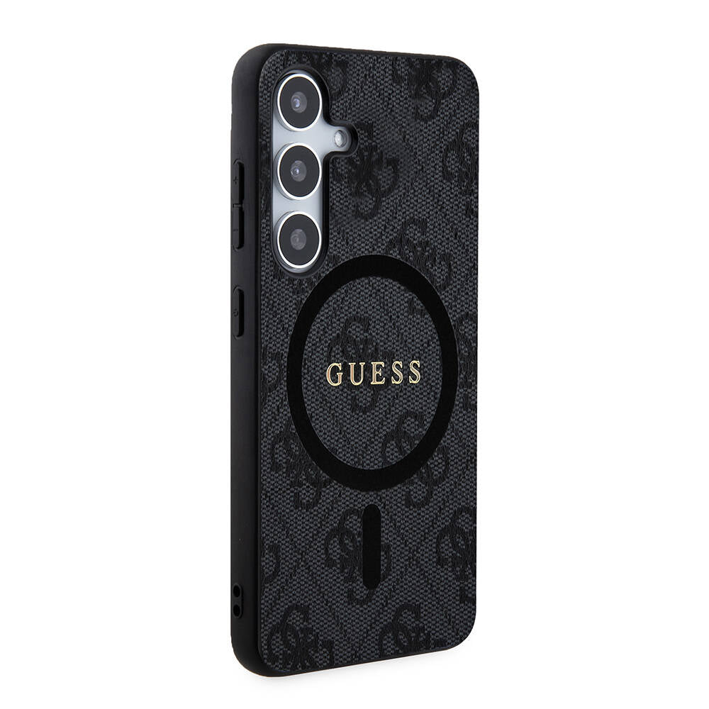 Galaxy S24 Kılıf Guess Orjinal Lisanslı M-safe Şarj Özellikli PU Halkalı 4G Desenli Yazı Logolu Kapak