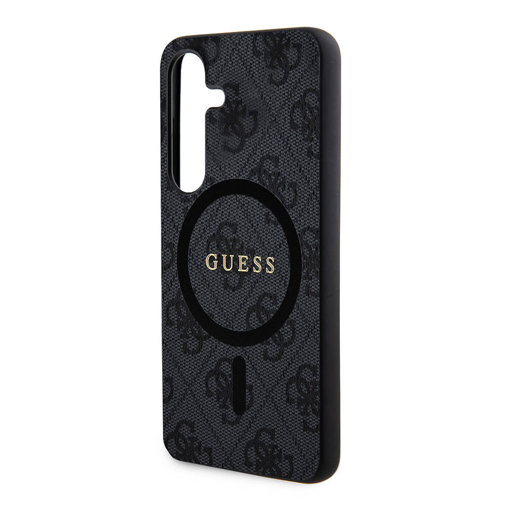 Galaxy S24 Kılıf Guess Orjinal Lisanslı M-safe Şarj Özellikli PU Halkalı 4G Desenli Yazı Logolu Kapak