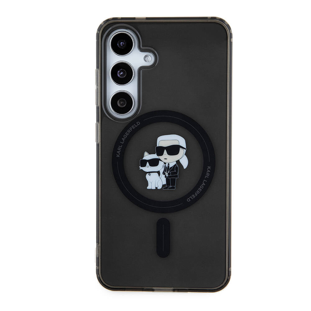 Galaxy S24 Kılıf Karl Lagerfeld Orjinal Lisanslı M-safe Şarj Özellikli Karl & Choupette IML Baskılı Kapak