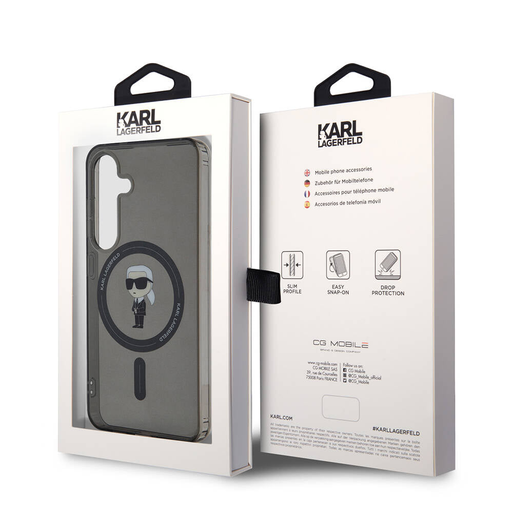 Galaxy S24 Kılıf Karl Lagerfeld Orjinal Lisanslı M-safe Şarj Özellikli Karl Head IML Baskılı Kapak