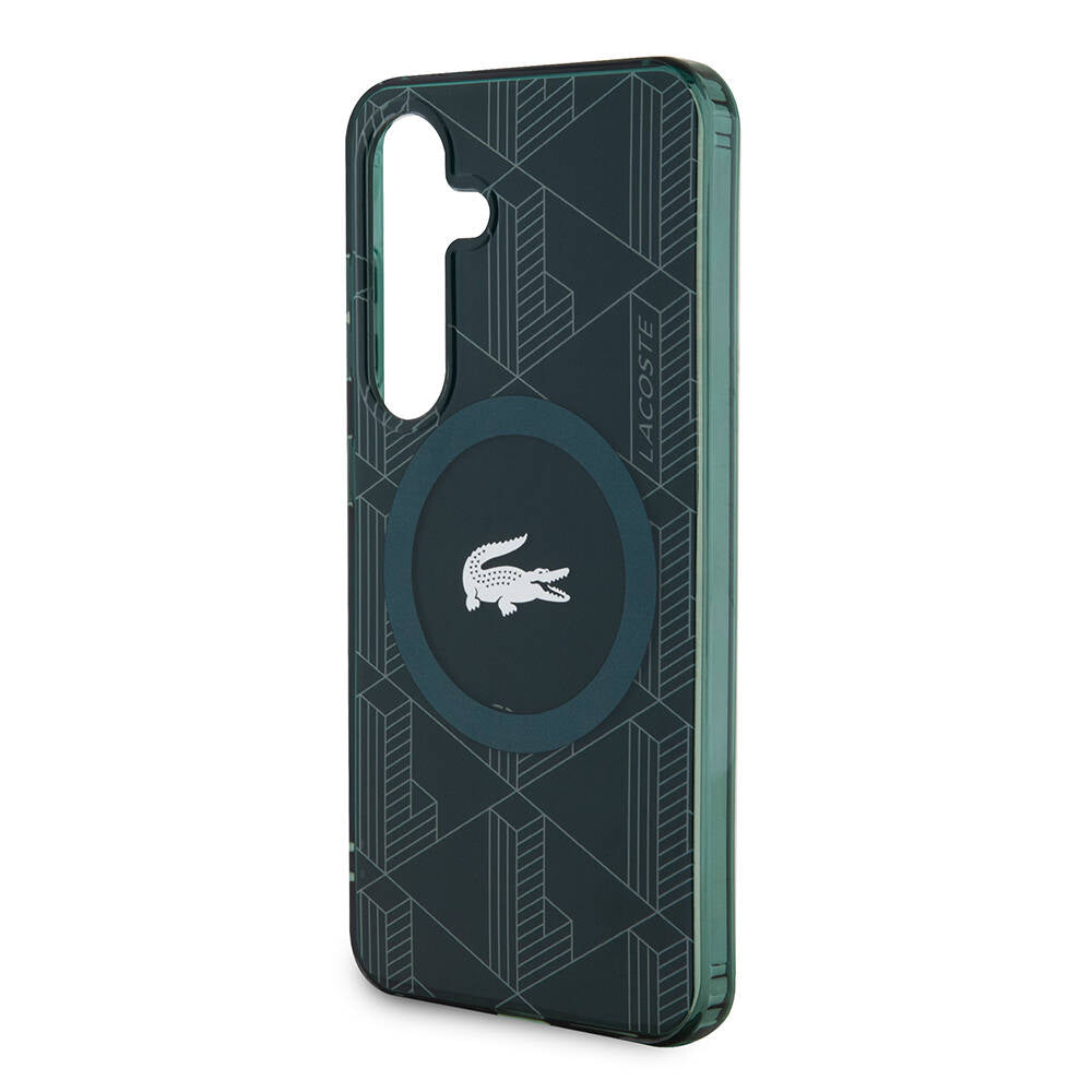 Galaxy S24 Kılıf Lacoste Orjinal Lisanslı M-safe Şarj Özellikli Çift Katmanlı Timsah Logolu Blend Monogram Kapak