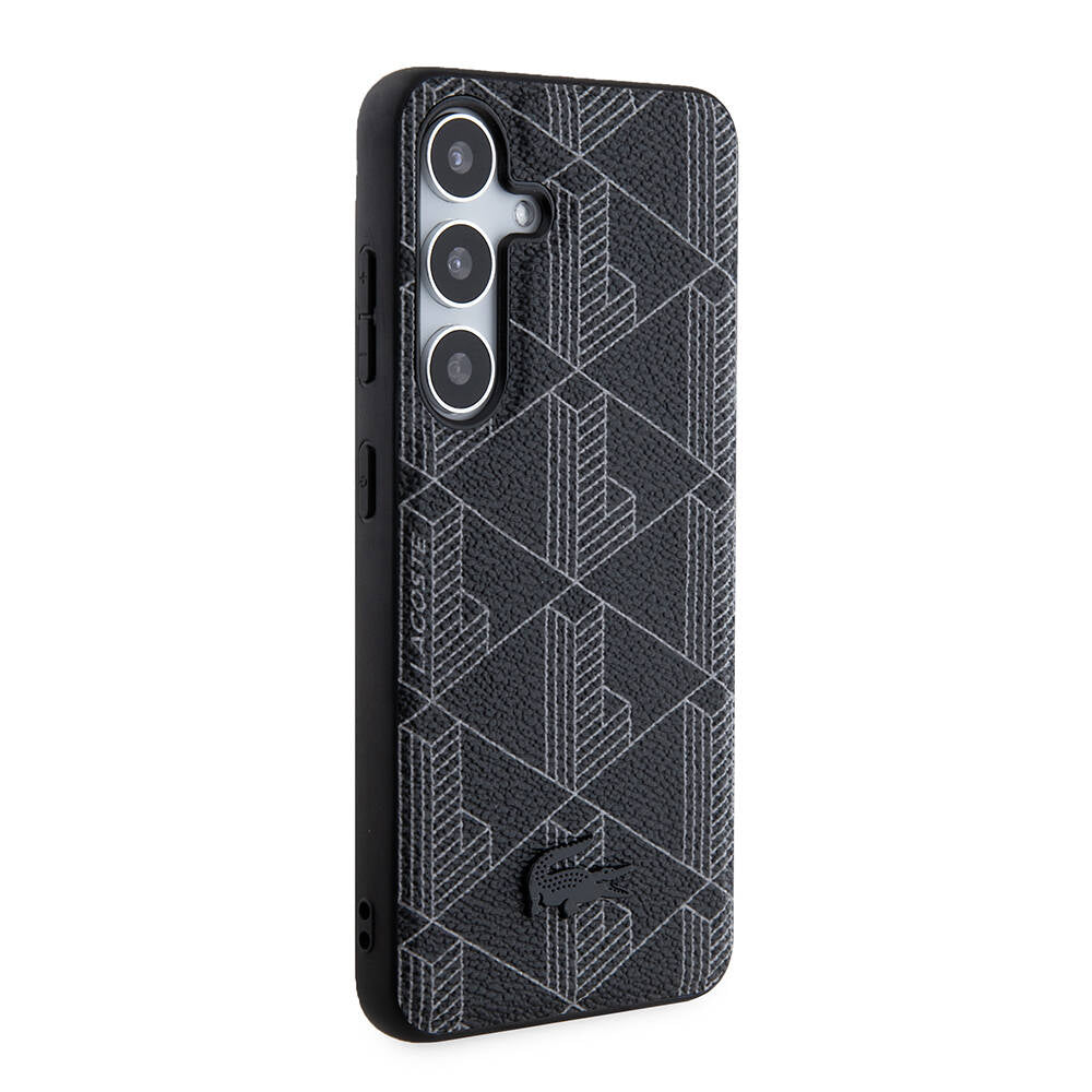 Galaxy S24 Kılıf Lacoste Orjinal Lisanslı M-safe Şarj Özellikli PU Deri Görünümlü Karışık Monogram Desenli Kapak