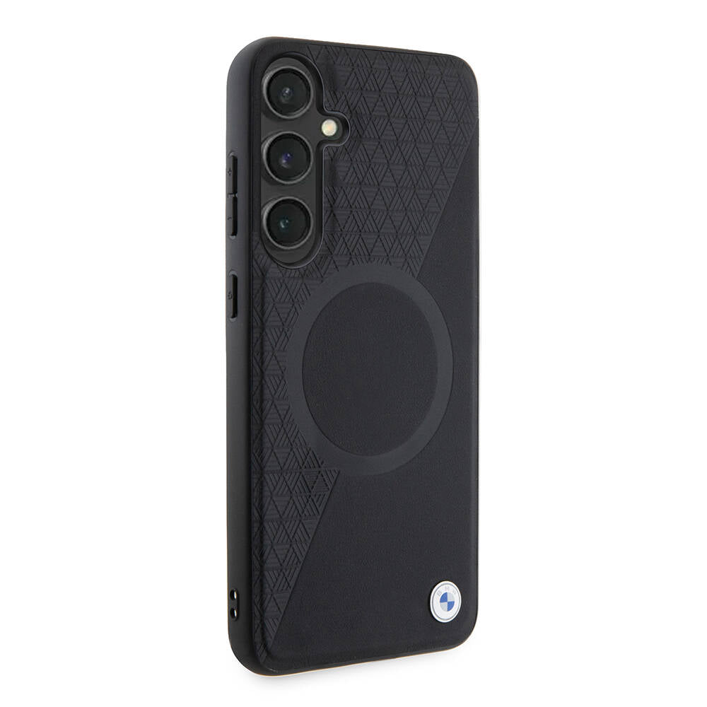 Galaxy S24 Plus Kılıf BMW Orjinal Lisanslı M-safe Şarj Özellikli Yarım Dokulu Circle Leather Kapak