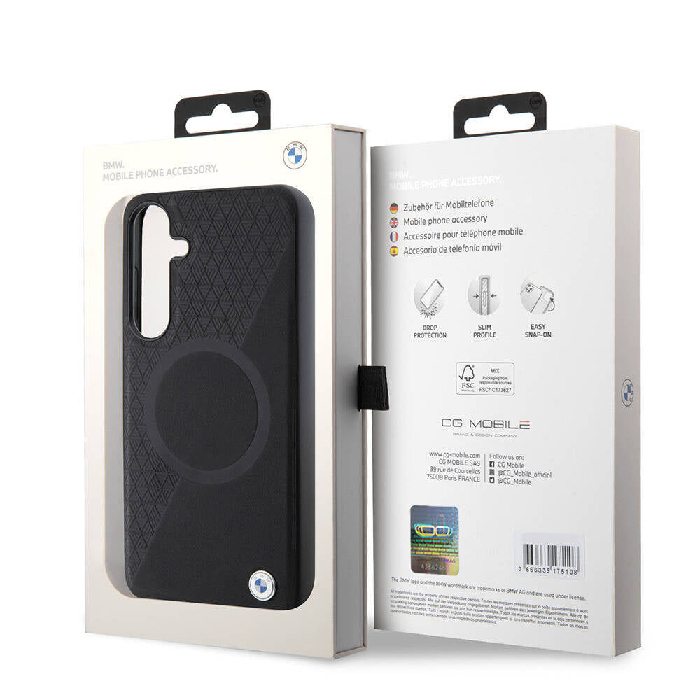 Galaxy S24 Plus Kılıf BMW Orjinal Lisanslı M-safe Şarj Özellikli Yarım Dokulu Circle Leather Kapak