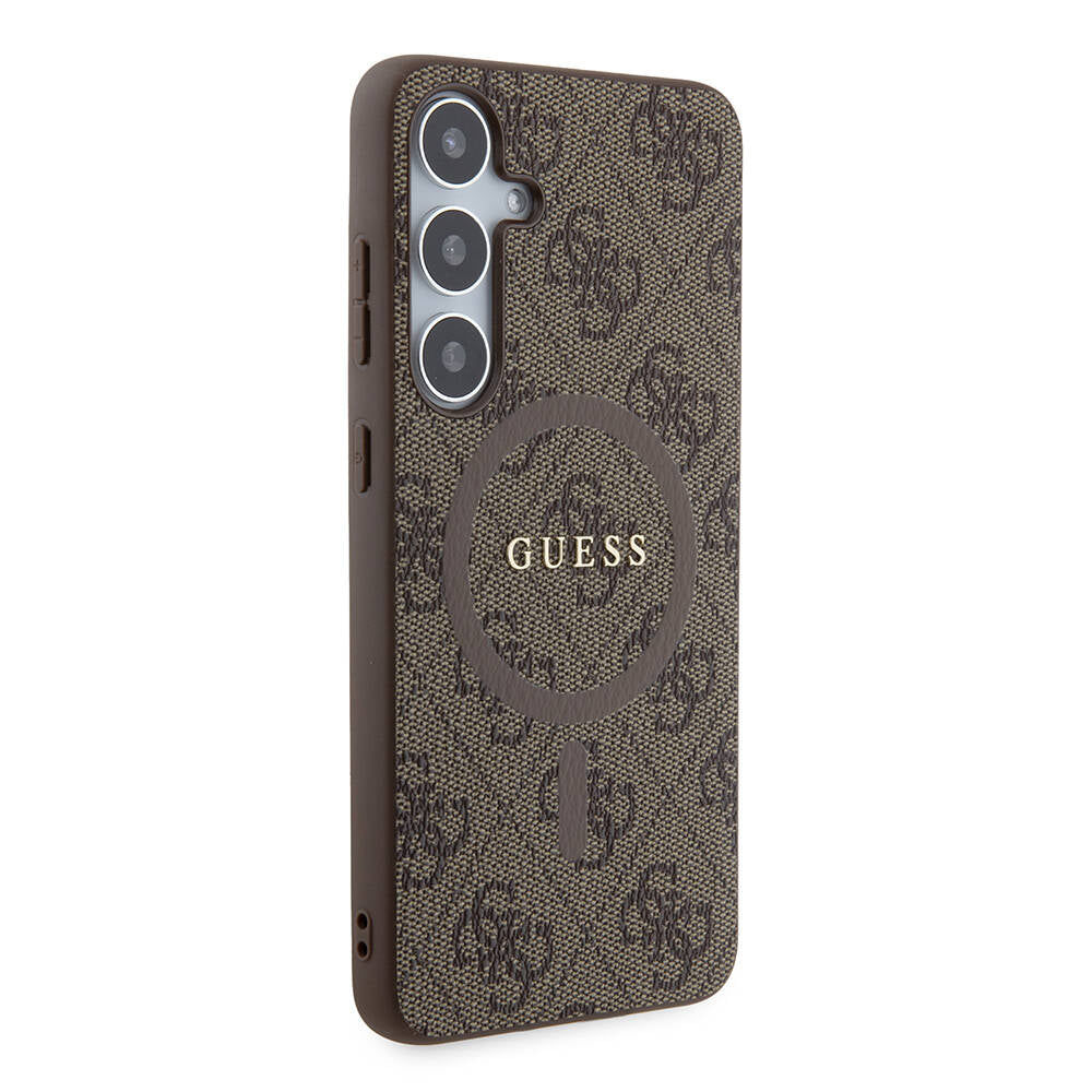 Galaxy S24 Plus Kılıf Guess Orjinal Lisanslı M-safe Şarj Özellikli PU Halkalı 4G Desenli Yazı Logolu Kapak