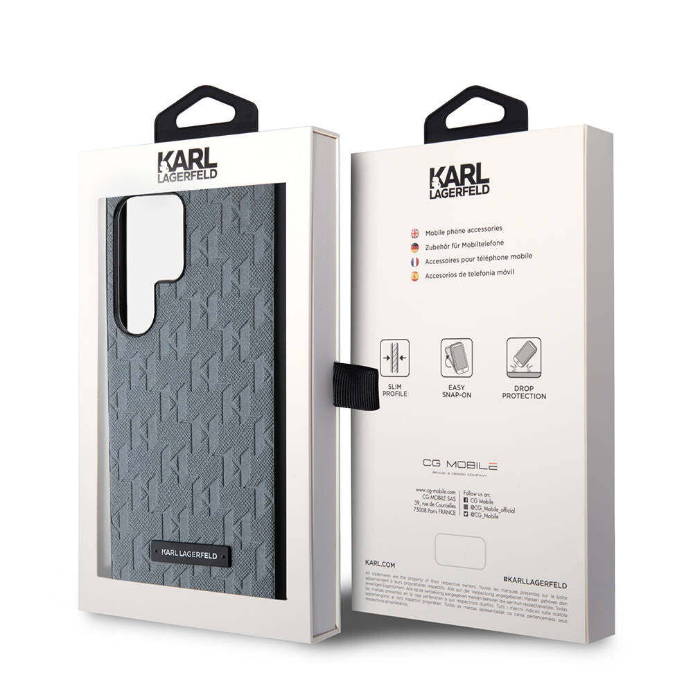 Galaxy S24 Ultra Kılıf Karl Lagerfeld Orjinal Lisanslı Saffiano Monogram Metal Logo Kapak