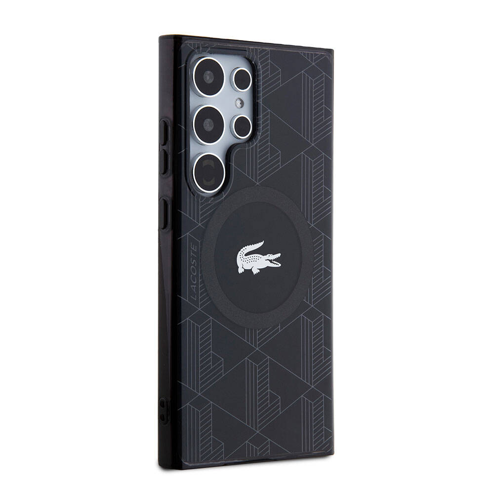 Galaxy S24 Ultra Kılıf Lacoste Orjinal Lisanslı M-safe Şarj Özellikli Çift Katmanlı Timsah Logolu Blend Monogram Kapak