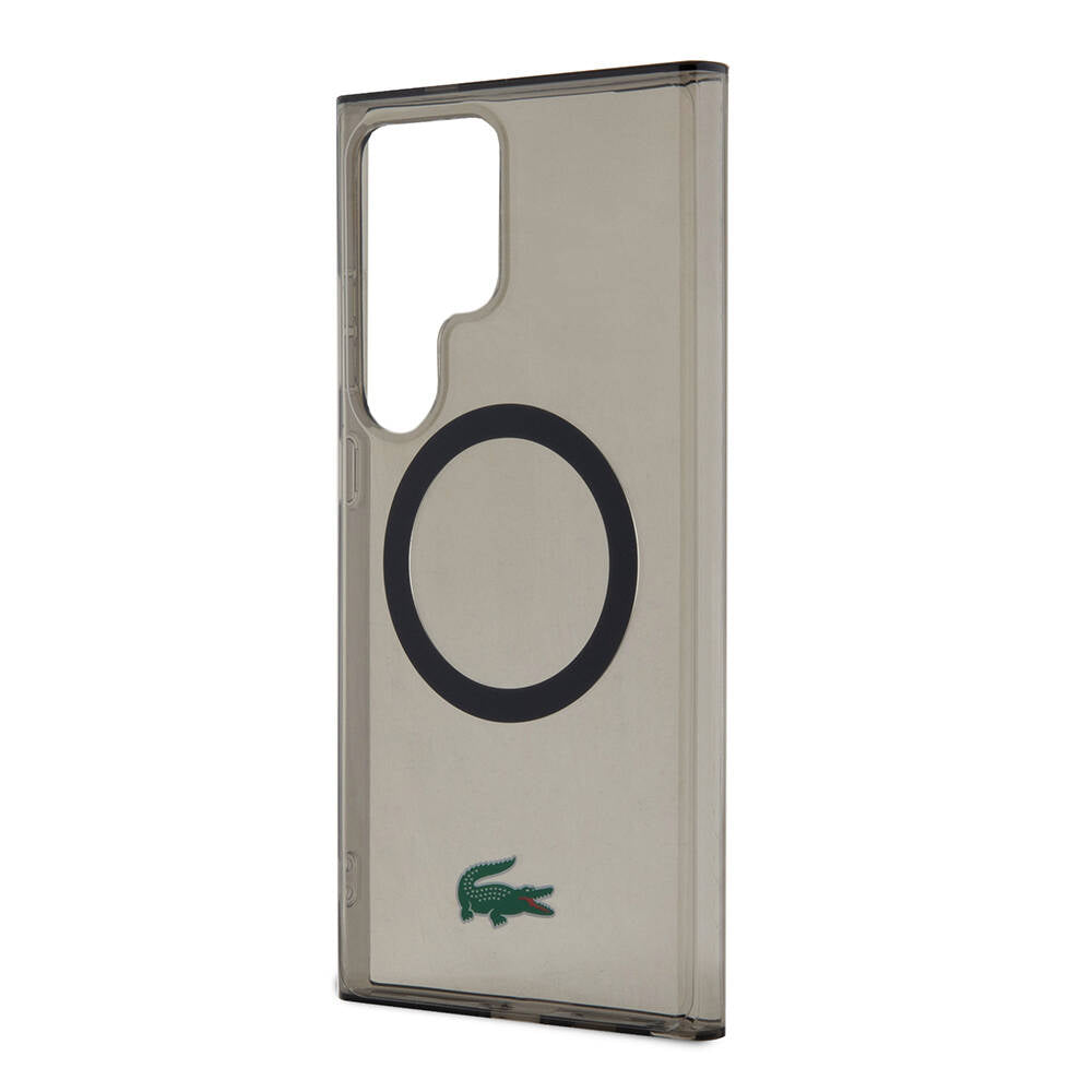 Galaxy S24 Ultra Kılıf Lacoste Orjinal Lisanslı M-safe Şarj Özellikli Transparan Timsah Logo Baskılı Kapak
