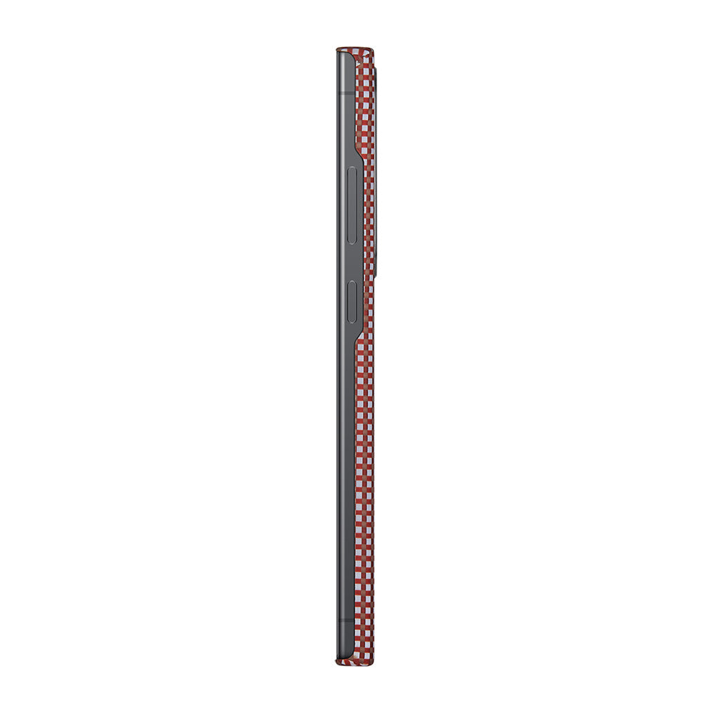Galaxy S24 Ultra Kılıf M-safe Şarj Özellikli 1500D Aramid Fiber Pitaka Ultra-Slim Classic Serisi Bonfire Kapak