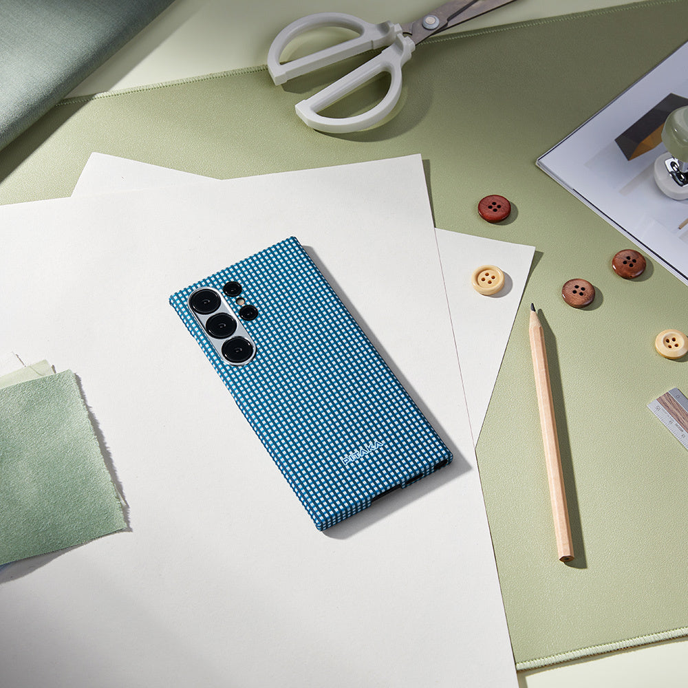 Galaxy S24 Ultra Kılıf M-safe Şarj Özellikli 1500D Aramid Fiber Pitaka Ultra-Slim Classic Serisi Ice Sea Kapak