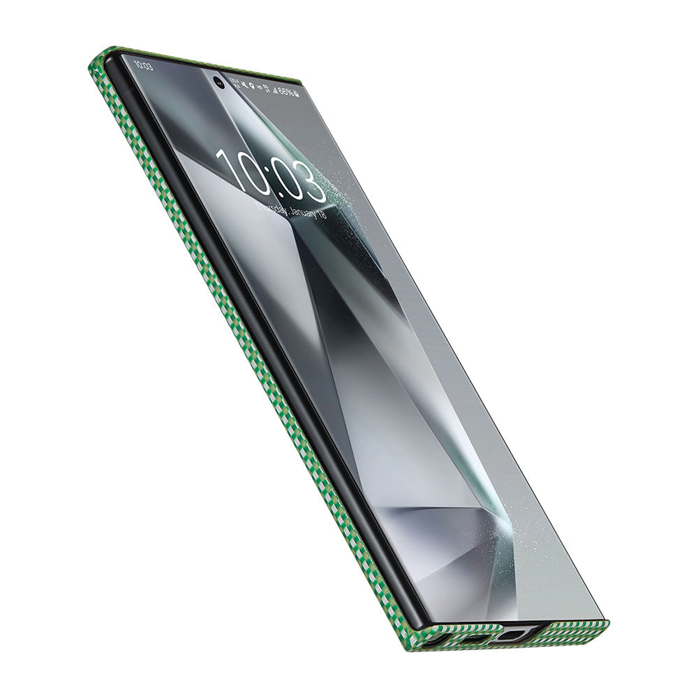 Galaxy S24 Ultra Kılıf M-safe Şarj Özellikli 1500D Aramid Fiber Pitaka Ultra-Slim Classic Serisi Aomori Kapak