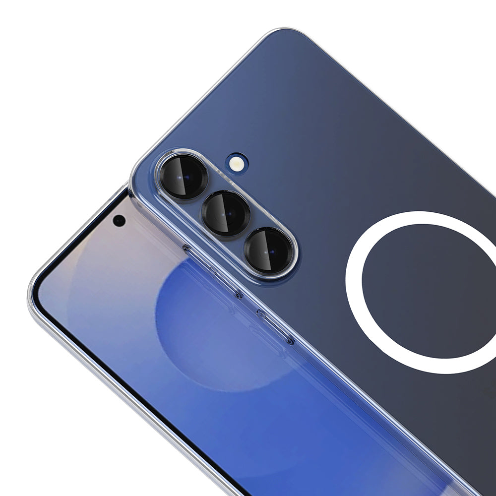 Galaxy S25 FE Kamera Korumalı M-Safe Şarj Özellikli Şeffaf Zore London Sert PC Kapak