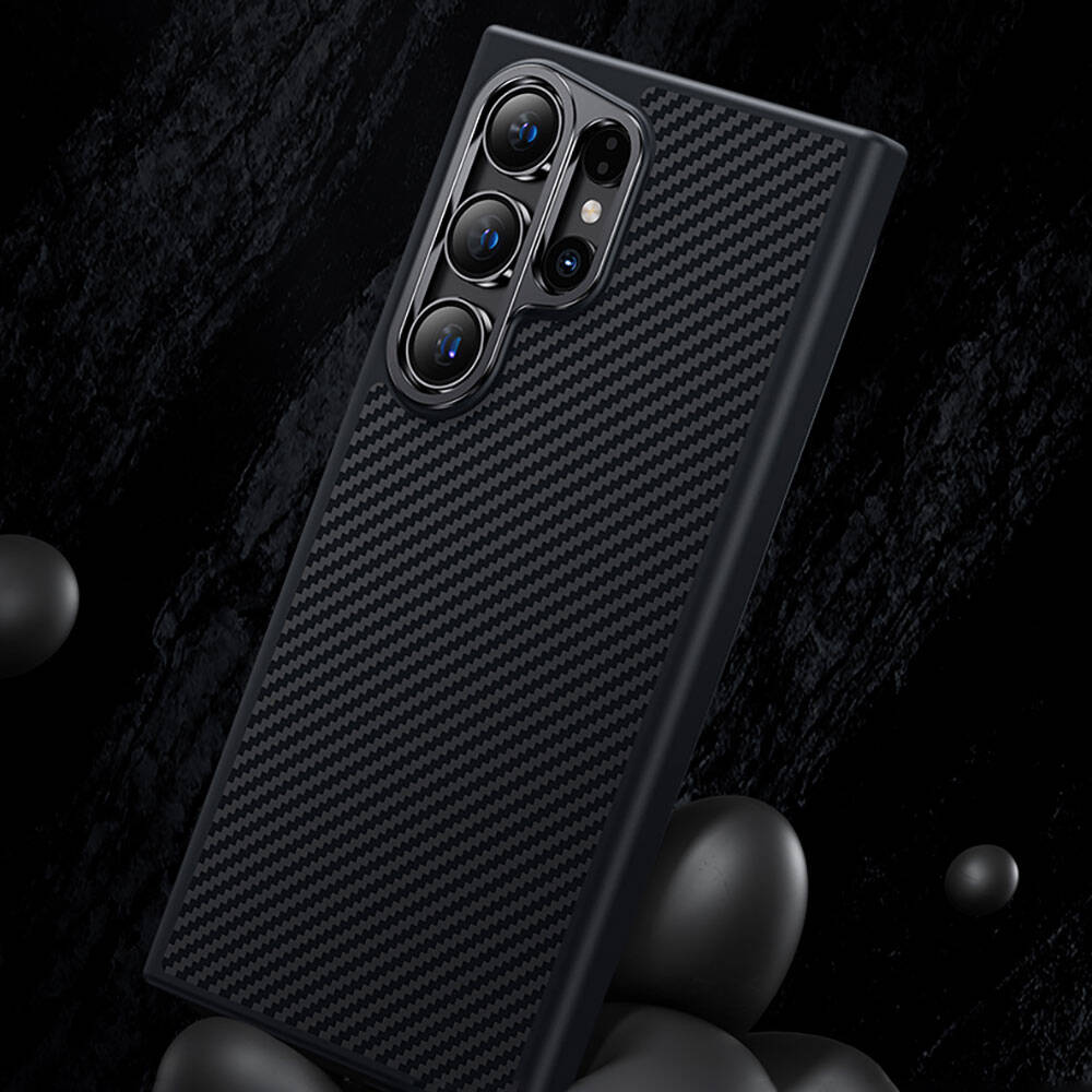 Galaxy S25 Kılıf Karbon Fiber M-safe Şarj Özellikli Benks Hybrid ArmorPro 600D Kevlar Kapak