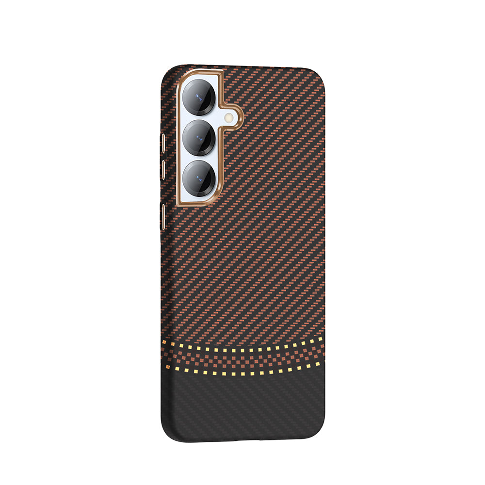 Galaxy S25 Kılıf M-safe Şarj Özellikli Karbon Fiber Görünümlü Zore Gros Kapak