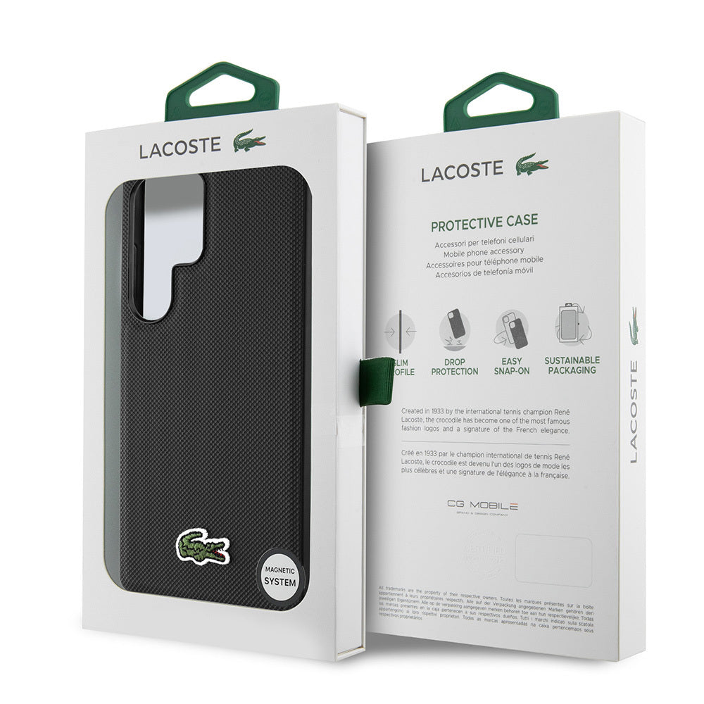 Galaxy S25 Ultra Kılıf Lacoste Orjinal Lisanslı PU Pike Desenli Arka Yüzey İkonik Timsah Dokuma Logolu Kapak