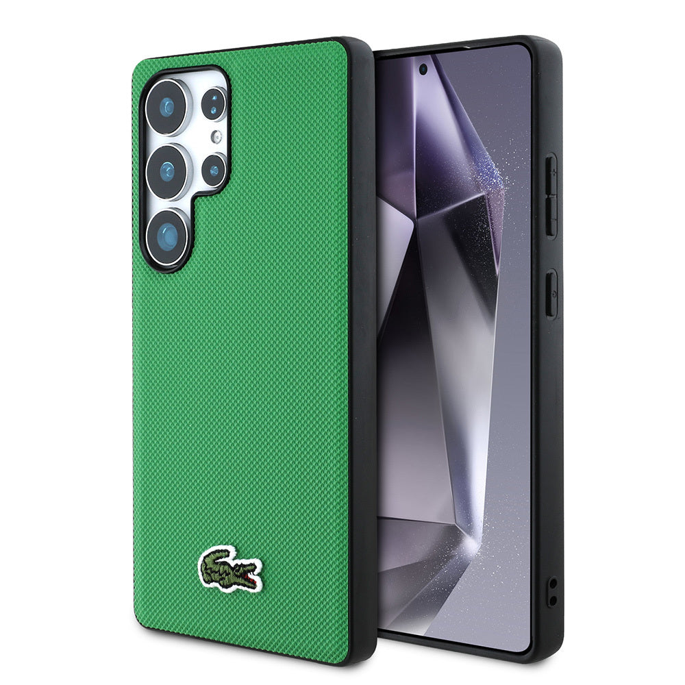 Galaxy S25 Ultra Kılıf Lacoste Orjinal Lisanslı PU Pike Desenli Arka Yüzey İkonik Timsah Dokuma Logolu Kapak