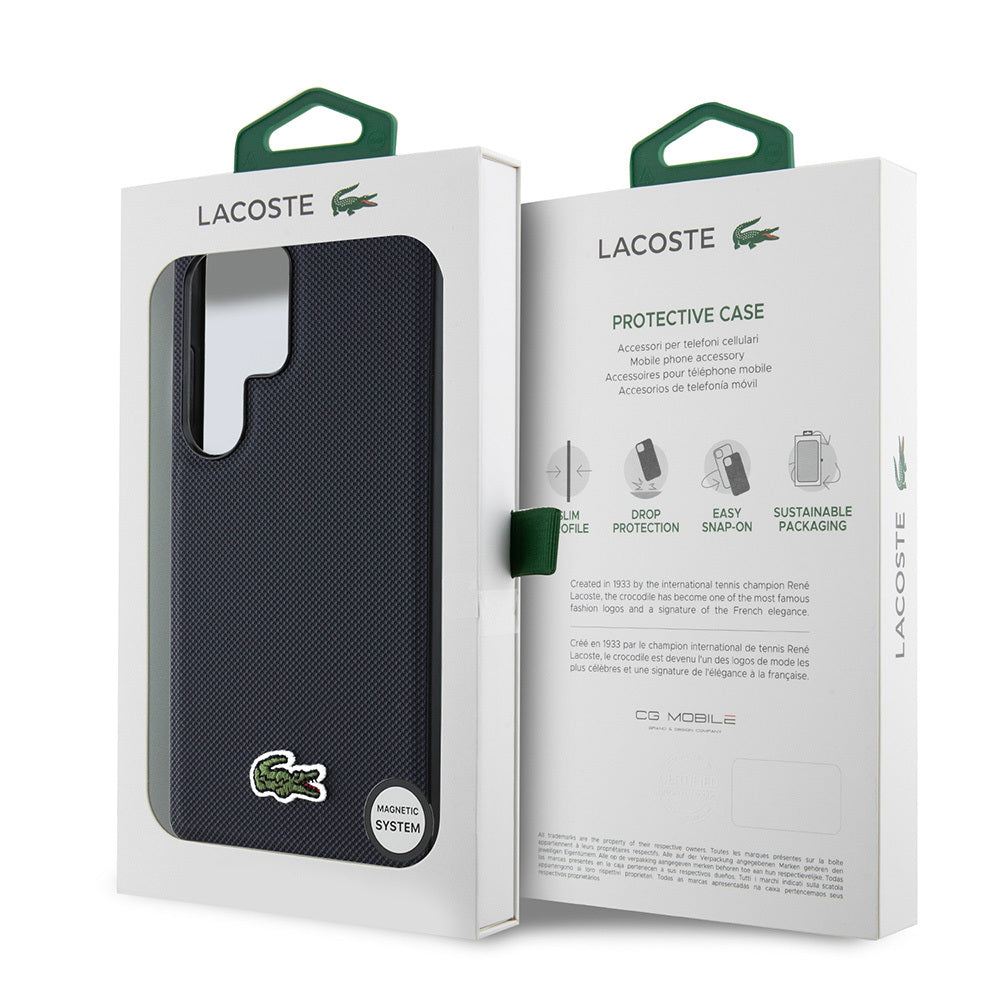 Galaxy S25 Ultra Kılıf Lacoste Orjinal Lisanslı PU Pike Desenli Arka Yüzey İkonik Timsah Dokuma Logolu Kapak