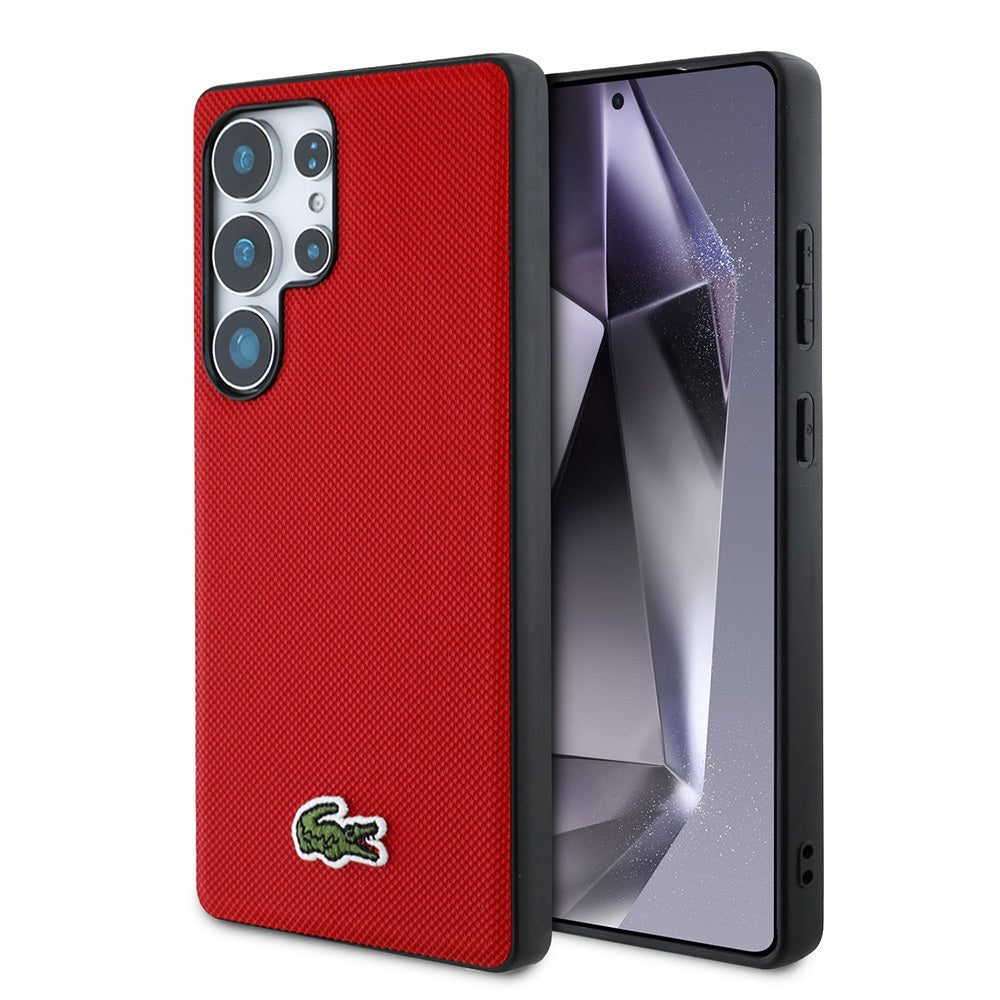 Galaxy S25 Ultra Kılıf Lacoste Orjinal Lisanslı PU Pike Desenli Arka Yüzey İkonik Timsah Dokuma Logolu Kapak