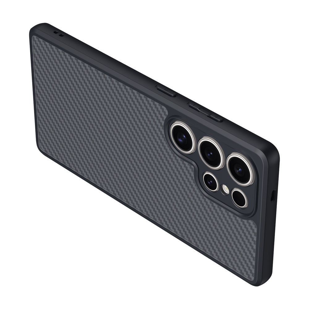 Galaxy S25 Ultra Kılıf M-safe Şarj Özellikli Karbon Fiber Tasarımlı Zore Elnino Kapak