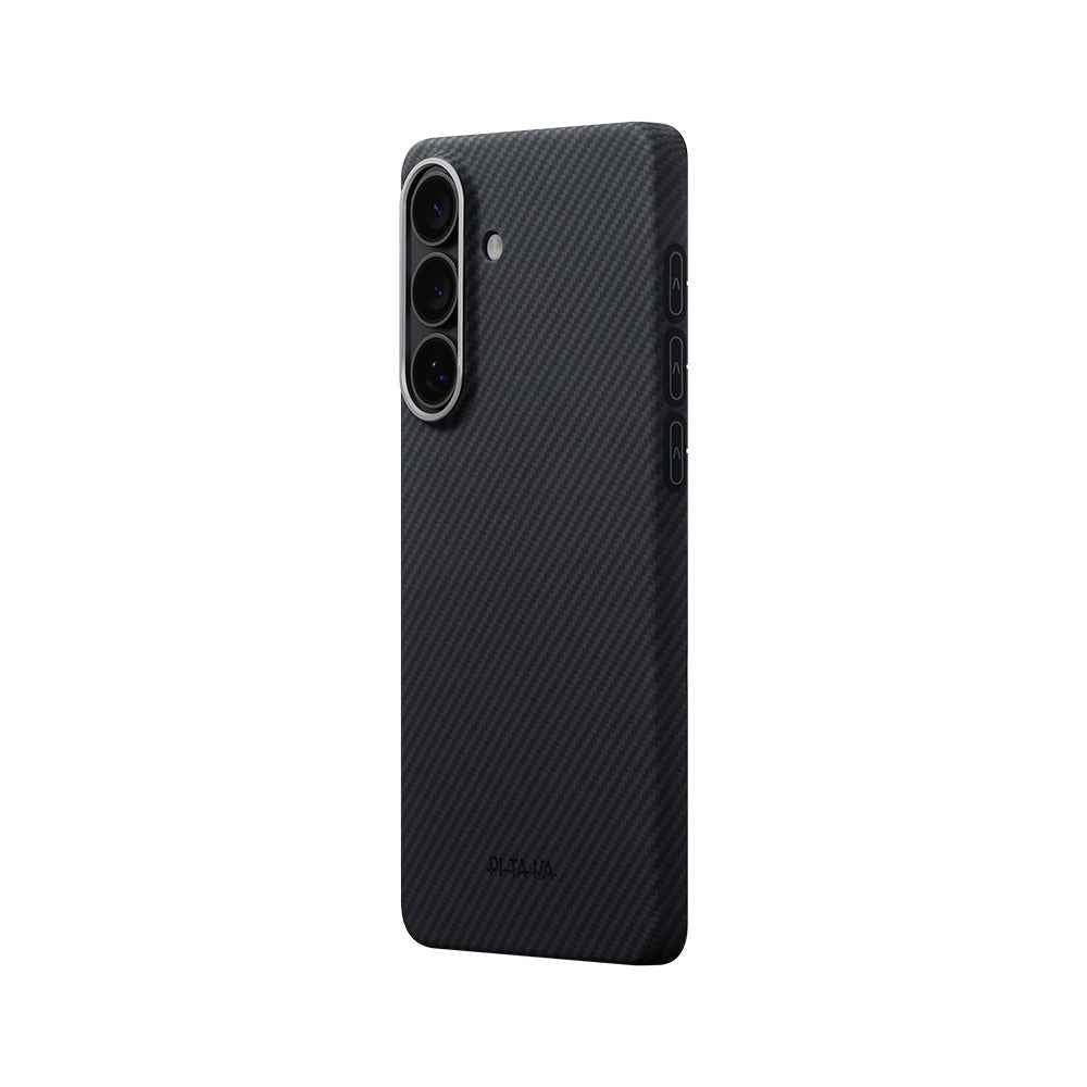 Galaxy S26 Kılıf M-safe Şarj Özellikli 600D Aramid Karbon Fiber Pitaka Edge Serisi Black-Grey Twill Kapak