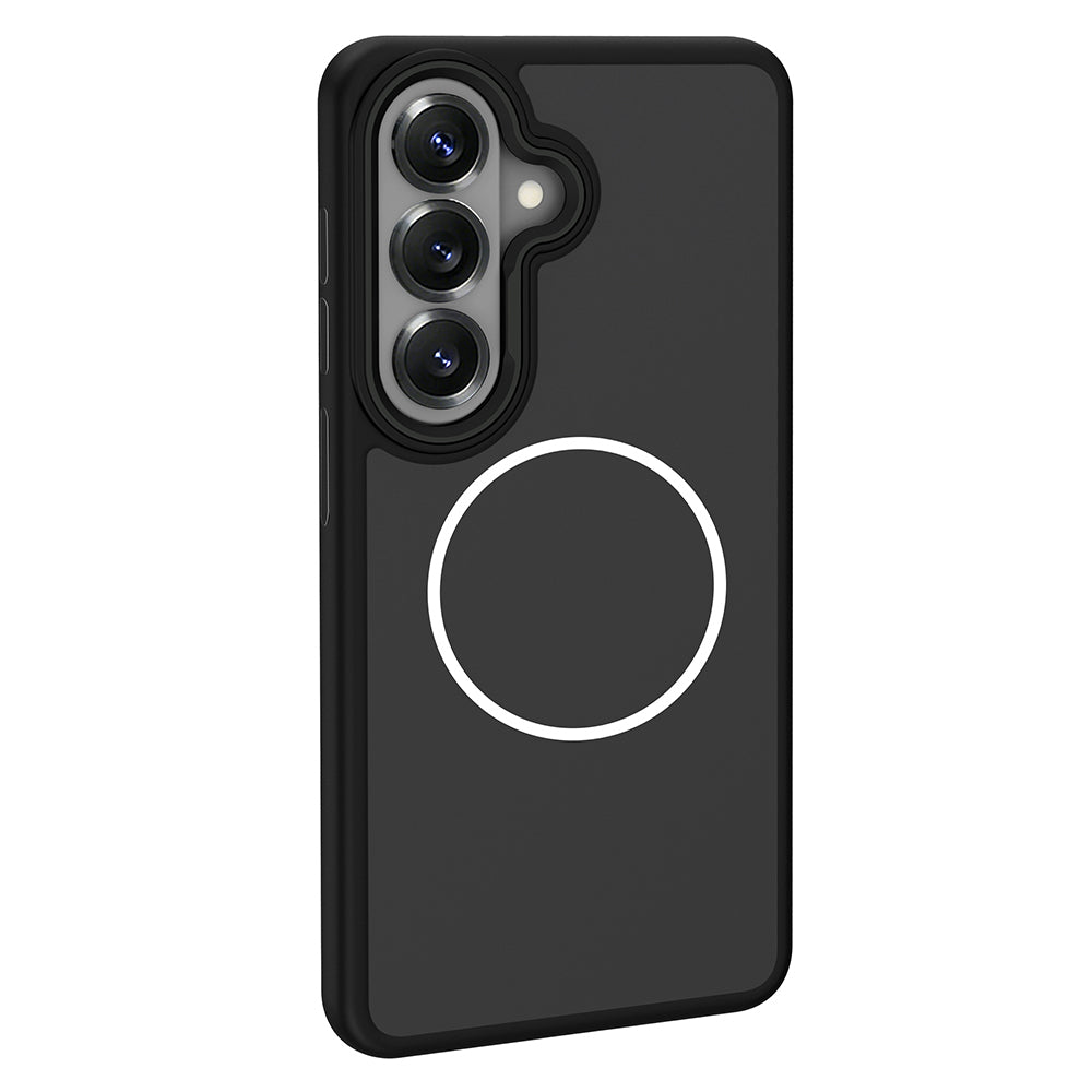 Galaxy S26 Kılıf M-Safe Şarj Özellikli Metal Kamera Çerçeveli Zore Sanremo Silikon Kapak