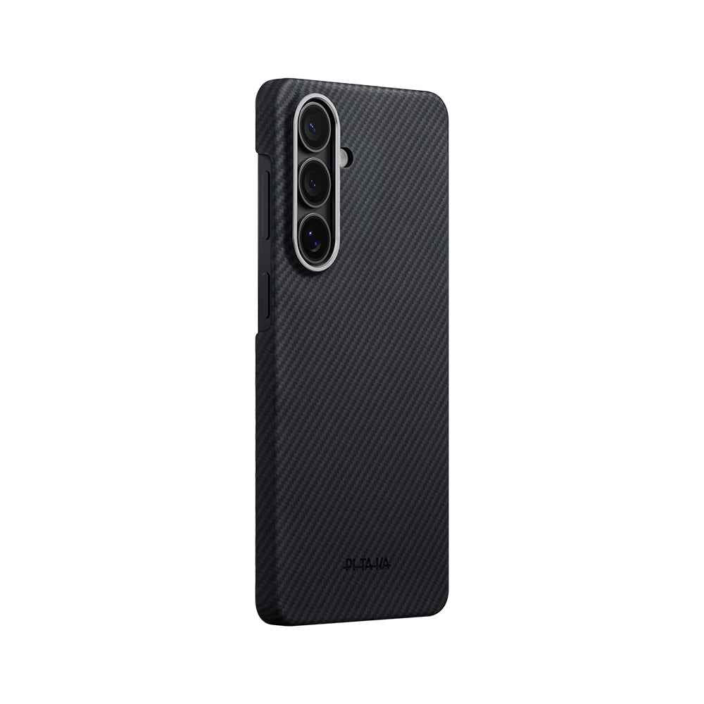 Galaxy S26 Plus Kılıf M-safe Şarj Özellikli 600D Aramid Karbon Fiber Pitaka Edge Serisi Black-Grey Twill Kapak