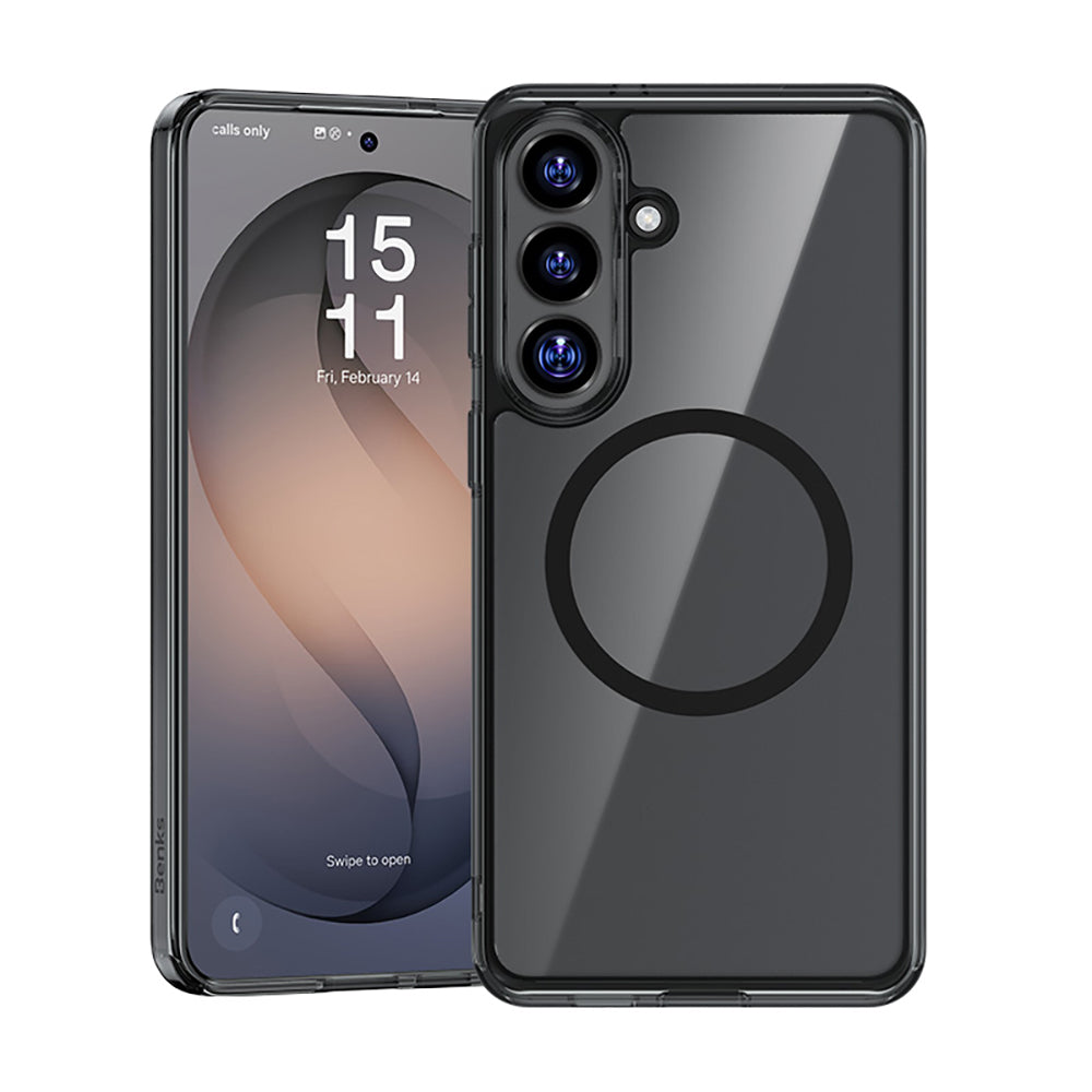 Galaxy S26 Plus Kılıf M-safe Şarj Özellikli Benks Crystal Serisi Şeffaf Kapak